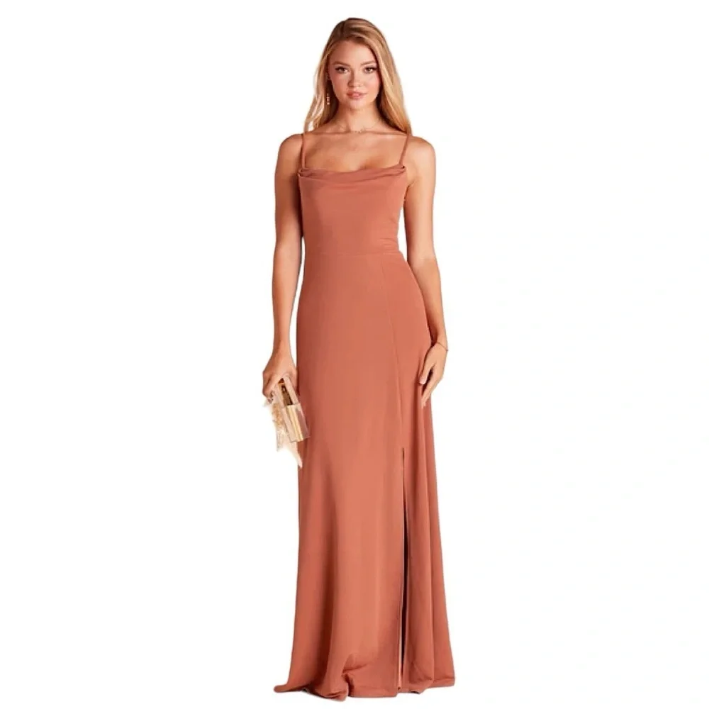 BIRDY GREY Ash Side Slit Crepe Maxi Bridesmaid Dress in terracotta - Picture 16 of 16